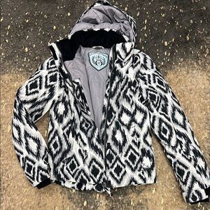Obermeyer Black and White Patterned Kids Puffer Jacket